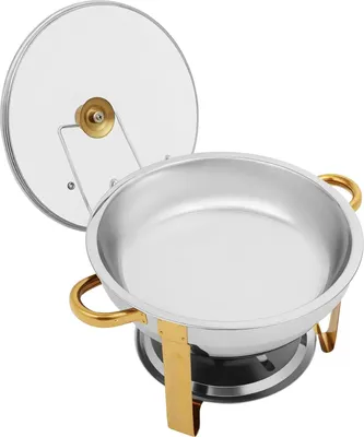 Produktbild von Buffetwärmer - Chafing Dish - 5 l Volumen - Edelstahl - Herausnehmbare Einsätze - Leicht zu Reinigen und Verstauen - Für Buffet und Party - Gold