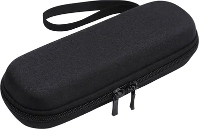 A black insulin cooling bag with a zipper and a strap.