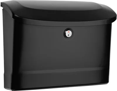 Produktbild von Wandbriefkasten mit Schloss, in Schwarz, aus pulverbeschichtetem Stahl