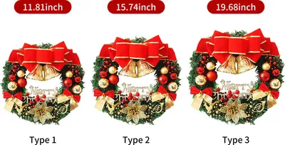 Image de couronne de No?l de 20 pouces avec noeud d'arc clochette Joyeuse Garlande suspendue K��nstable pour la maison���r Décoration de fête murale