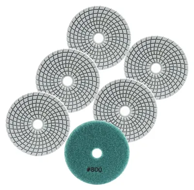 Image de Pads de polissage diamantés, pour utilisation avec de l'eau, de 100 mm de diamètre, grain 800, lot de 6, pour le granit et le marbre