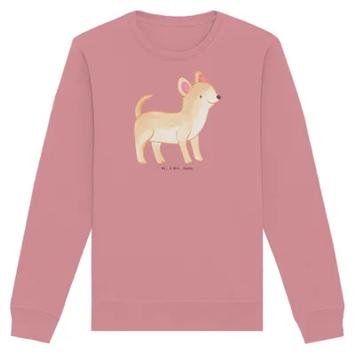 Produktbild von Mr. & Mrs. Panda Bio Baumwoll Pullover Chihuahua Moment Größe L - Canyon Pink - Geschenk, Sweater, Sweatshirt, Pulli