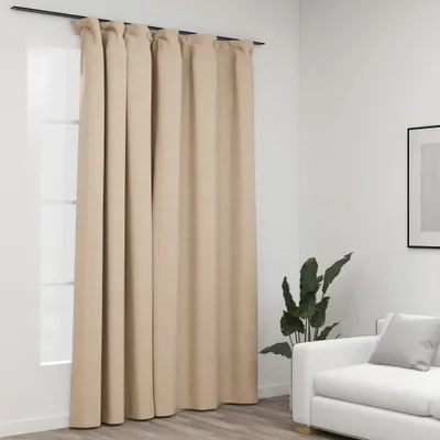 Image de The Living Store Rideau occultant avec crochets aspect lin Beige 290x245 cm