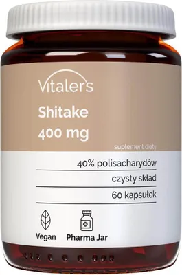 Immagine prodotto di Vitaler's Shitake 400 mg - 60 capsule, vegano, integratore alimentare per 2 mesi, senza conservanti, composizione pura