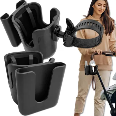 Produktbild von EDIBAZZAR | 2-in-1 schwarzer universeller Kinderwagen-Becher-/Flaschen-/Handyhalter