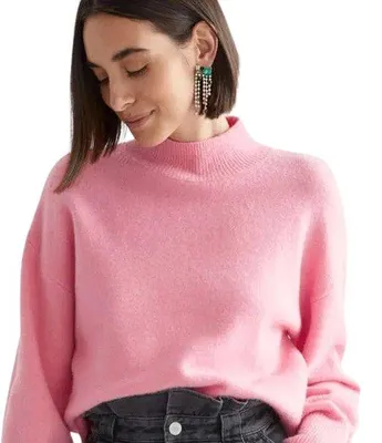 Produktbild von Modischer Damen Pullover, Rollkragenpullover, Sweater, Einheitsgröße, Größen 38–44 – Rosa
