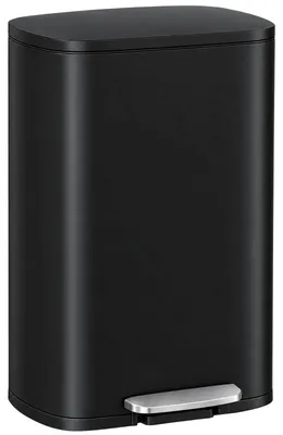 Image de Poubelle Clevich pour cuisine, 50 litres, en acier, poubelle à pédale - Noir