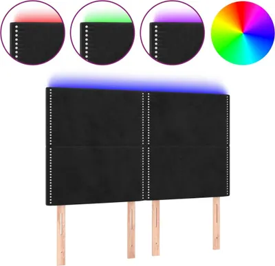 Produktbild von vidaXL LED Kopfteil Schwarz 144x5x118/128 cm Samt