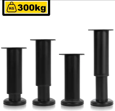 Image de Clanmacy 4X Pieds de meubles 12-18cm Extensible(Noir) Pieds de socle Pied de support Pied d'armoire Réglable Hôtel Pieds de socle