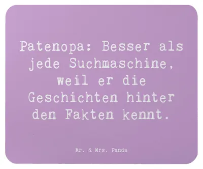 Produktbild von Mr. & Mrs. Panda Mouse Pad Spruch Patenopa Geschichten - Lavendeltraum - Geschenk, Geschenke, Dankeschön, Familienmitglieder, mousematte, Lebensweisheit, handgemacht