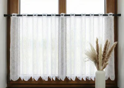 Produktbild von Scheibengardine Bistrogardine Meterware nach Maß Nebel weiß Höhe 120 cm