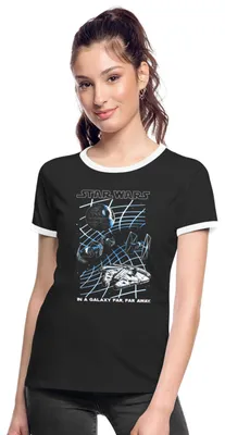 Produktbild von Star Wars In A Galaxy Far, Far Away Frauen Kontrast T-Shirt, L, Schwarz/Weiß