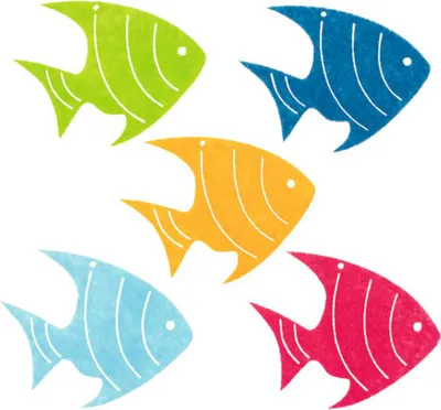 Produktbild von Filz-Streuteile Fische bunt gemischt 6 cm x 2 mm 5 Stück