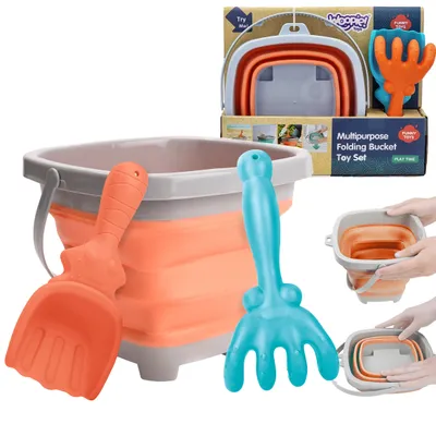 Obrázek produktu pro WOOPIE sada skládací kbelík s hráběmi, špachtle oranžová