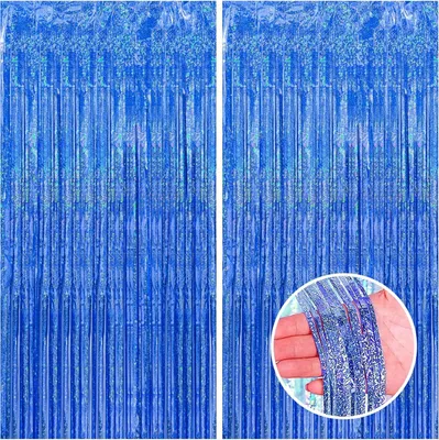 Zdjęcie produktu dla Kurtyna z lamety 2 x 1 m, ciemnoniebieska błyszcząca, holograficzna dekoracja imprezowa tło fotograficzne