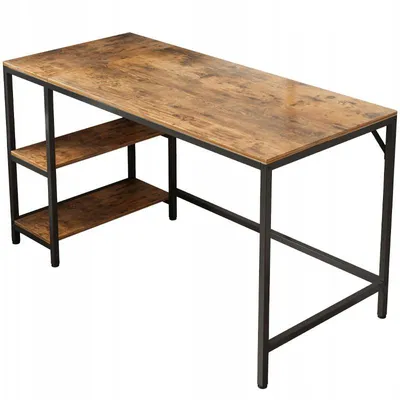 Produktbild von Rustikaler brauner Loft-Schreibtisch mit 2 Ablagen, 140 cm