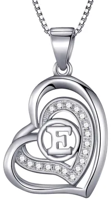 Produktbild von Morella® Damen Halskette Herz Buchstabe E 925 Silber rhodiniert mit Zirkoniasteinen weiß 46 cm