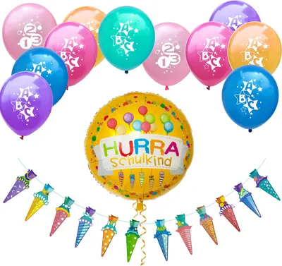 Produktbild von Oblique Unique Schuleinführung Schulanfang Einschulung Deko Set - Zuckertüten Girlande Schulkind Luftballon Ballons