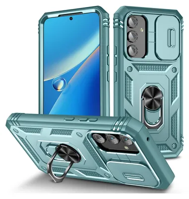 Produktbild von Galaxy A54 Hülle, Schiebe Kamera Schutz Stoßfest Schutzhülle mit Ringhalterung Ständer für Samsung Galaxy A54 Grün