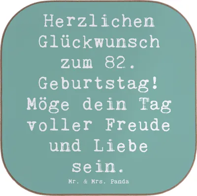 Produktbild von Mr. & Mrs. Panda Untersetzer für Gläser Spruch 82. Geburtstag - Meeresbrise - Geschenk, Holzuntersetzer, Geburtstagsgeschenk, Zuneigung und Freude, gläseruntersetzer