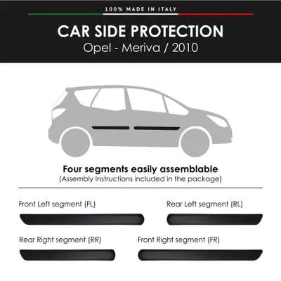 Image de Baguettes latérales de pare-chocs pour Opel Meriva 2010 avec autocollant double face 3M