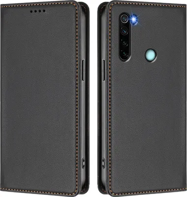 Produktbild von Handyhülle für Xiaomi Redmi Note 8, Kunstleder Klapphülle Stoßfeste Magnetische Hülle mit Ständer Schwarz