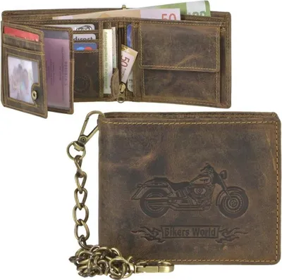 Zdjęcie produktu dla Portfel skórzany z łańcuszkiem portfel męski portfel damski 1796-BIKE-25