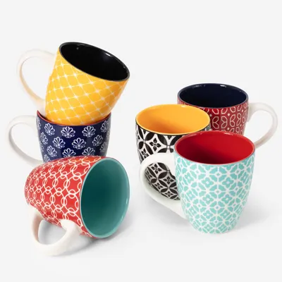 Kaffeetassen Set 6er, 350 ml Porzellan, bunt, spülmaschinenfest
