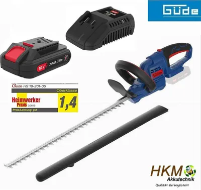 Produktbild von Güde Heckenschere HS 18-201-05 + Akku 2.0 Ah & Ladegerät E³ Akkusystem