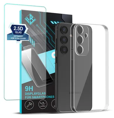 Produktbild von Handyhülle für Samsung Galaxy S25 mit 9H Displayglas Displayschutz Hülle Transparent Flexibel Elastisch Case Cover Backcover Schutzhülle