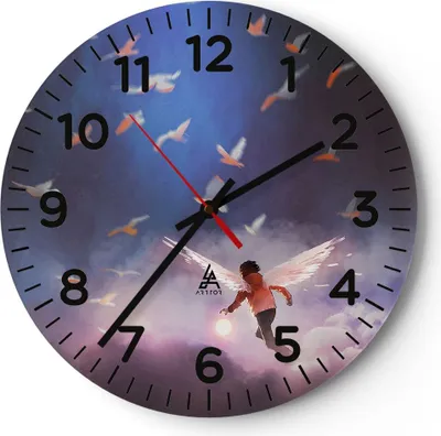 Produktbild von Wanduhr - Rund - Glasuhr - Fantasie Märchen - 40x40cm - Schleichendes Uhrwerk - Lautlos - zum Aufhängen bereit - Dekoration Modern - Wanddekoration aus Glas - C4AR40x40-4102