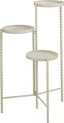 Image de Mica Decorations Salvo Support pour plantes - Étagère pour plantes d'intérieur - Table pour plantes d'intérieur ou mobilier de balcon - Étagère à trois niveaux - 40 x 40 x 70 cm - Fer - Blanc cassé