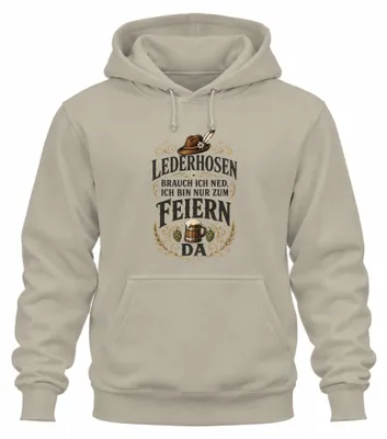 Produktbild von Lederhosen brauch ich ned ich bin Trachtenshirt Dirndl Hoodie Kapuzenpullover, Natur, XL