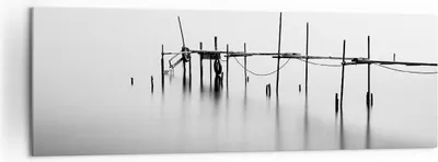 Produktbild von Bild auf Leinwand - Leinwandbild - Meer Brücke Wasser - 160x50cm - Wand Bild - Wanddeko - Leinwanddruck - Bilder - Kunstdruck - Wanddekoration - Leinwand bilder - Wandkunst - AB160x50-3727