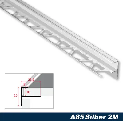 Produktbild von Effector Fliesenschiene aus eloxiertem Aluminium - Fliesenkanten Schutz - (F-Form Profil 2 Meter silber) Winkelschiene Abschlussleiste Bodenprofile Aluprofil
