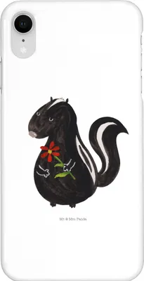Produktbild von Mr. & Mrs. Panda Iphone XR Handyhülle Stinktier Blume - Weiß - Geschenk, Handy Case, Träume, Wildtier, Premium Kunststoff, Raubtier, Dreams, Skunk