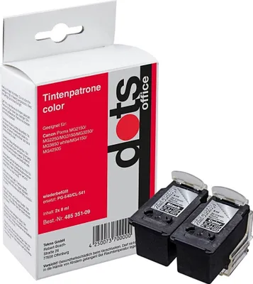 A box of printer ink cartridges with two cartridges shown next to it.