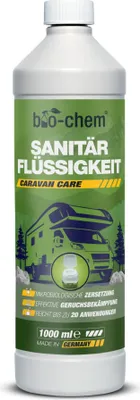 Produktbild von bio-chem Sanitärflüssigkeit für Campingtoilette - 1 L inkl. Dosierbecher - Mikrobiologischer Toilettenzusatz hochkonzentriert - Wirkt gegen Fäkalien, Papier & Gerüche im Fäkalientank - DE
