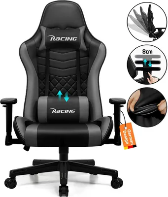 Produktbild von Adormii Gaming Stuhl Bürostuhl Ergonomisch Schreibtischstuhl Bürostuhl 150 kg mit Fußstütze, Lordosenstütze, Gaming Sessel 90°-170° Wippfunktion