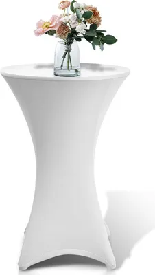 Produktbild von Faziango Stehtischhusse Stretch Weiß elastischer Bistrotisch Überzug, ø 80×110 cm