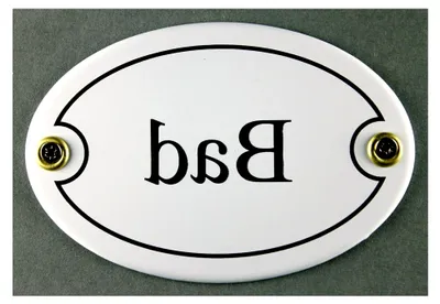 Produktbild von Ovales Emaille-Schild für das Bad in Weiß, 7x10 cm