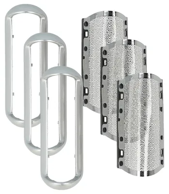 Produktbild von vhbw 3x Scherfolie kompatibel mit Braun PocketGo 370, 570 5608, 575, 555, 550 Elektrorasierer + Rahmen, silber