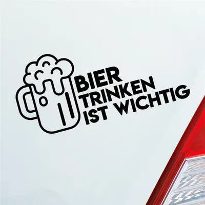 Produktbild von Auto Aufkleber Bier Trinken ist wichtig Saufen Party Feiern 19x9 cm Schwarz Matt Sticker Heckscheibenaufkleber