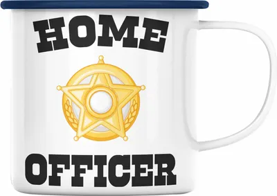 Produktbild von Trendation - Home Office Geschenk Emaille Tasse Emaille Emaille Tasse Homeoffice Zubehör Gadget Geschenke Männer Frauen Lustig Home Officer (Blau)
