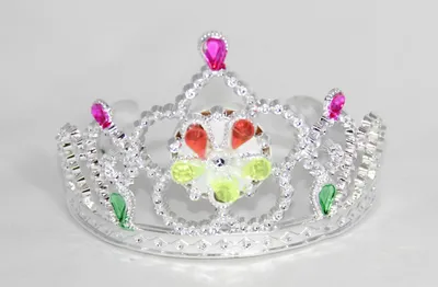 Produktbild von Silbernes Haarschmuck Diadem für Damen mit 6 leuchtenden LED-Steinen und Schalter