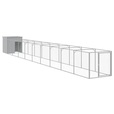 Productafbeelding van Hondenhok met ren 110x1017x110 cm staal lichtgrijs