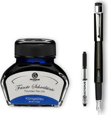 Produktbild von Füllfederhalter Diplomat Magnum Rabenschwarz mit Schreibtinte und Tintenkonverter, Stärke M