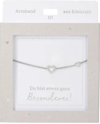 Produktbild von Depesche 13896.31 Armband in Silber, mit Herz und Glitzersteinen, variabel in de