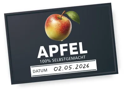 Produktbild von Itenga 50 x Marmeladenetikett Apfel - schwarz - rechteckig 6x4cm