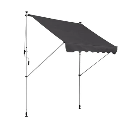 Produktbild von Gelenkarmmarkise mit Handkurbel Höhenverstellbar Klemmmarkise für Terrasse Balkon Veranda 200x150cm Grau